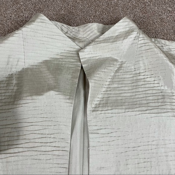 Eileen Fisher Woman Silk Textured Open Jacket Blazer Metallic Gold Size 3X - Picture 2 of 10